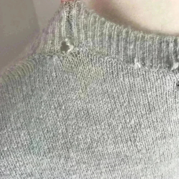 American Eagle Grey Bell Sleeve Lace Up Sweater Size S - Picture 2 of 5